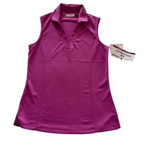 Grand Slam Womens Sleeveless  Golf Polo Shirt Pink/Purple V Neck Collar XS NWT